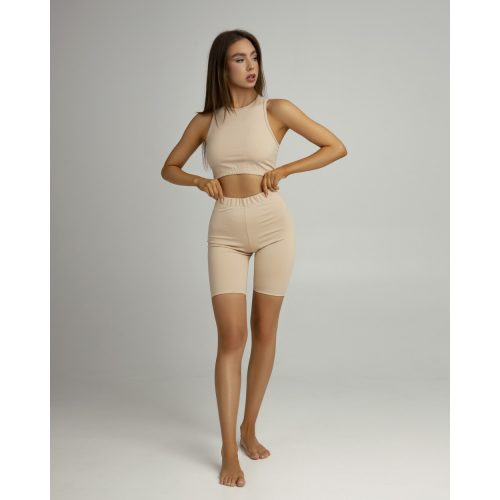 Basic biker shorts set beige