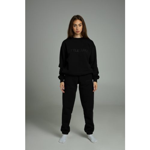 PRINTED JOGGER SWEATSHIRT SET - BLACK 